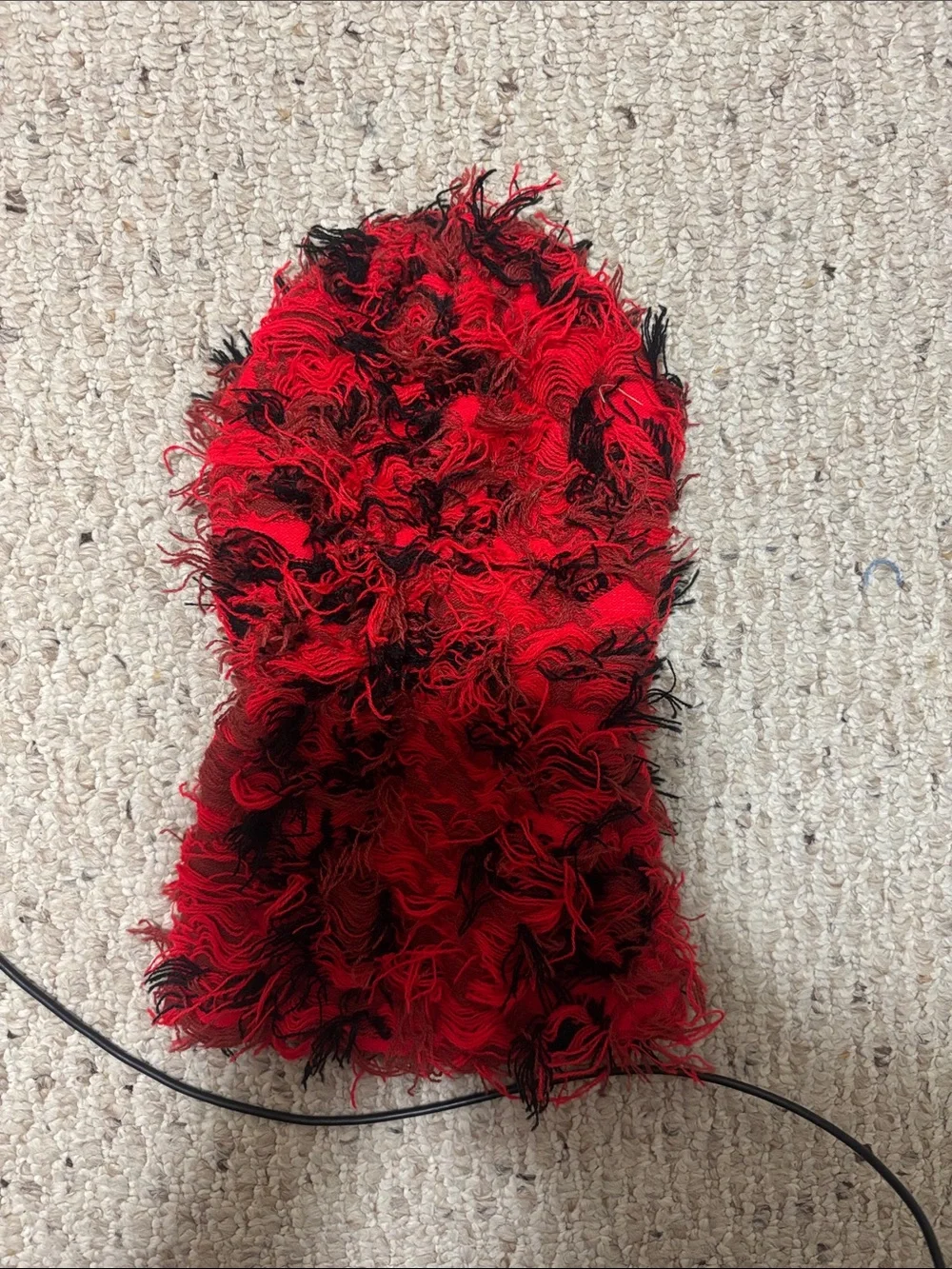 Red and Black Fuzzy Knit Ski Mask